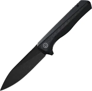 Petrified fish PF818,3.54" D2 Blade,104g G10 Handle Flipper Folding knife (Carbon fiber with G10 handle, Black stonewashed)
