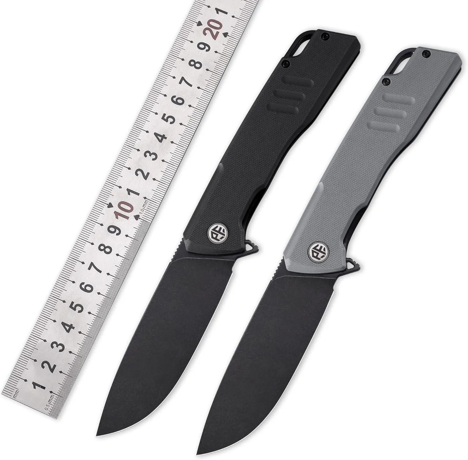 Petrified fish PFB02 Loco Pocket Knife, 3.70" D2 Satin Blade Camping Knife, 5.29oz G10 Handle Flipper Liner lock Folding knife for EDC (Green Satin)