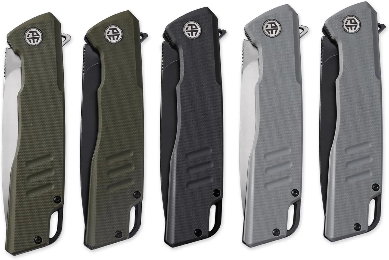 Petrified fish PFB02 Loco Pocket Knife, 3.70" D2 Satin Blade Camping Knife, 5.29oz G10 Handle Flipper Liner lock Folding knife for EDC (Green Satin)