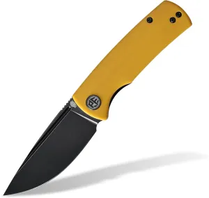 Petrified fish PFP01X Beluga,2.99" 14C28N Sand blasting Blade,95.6g G10 Hande Front Flipper Liner lock Folding knife (Yellow G10, Black Stonewashed)