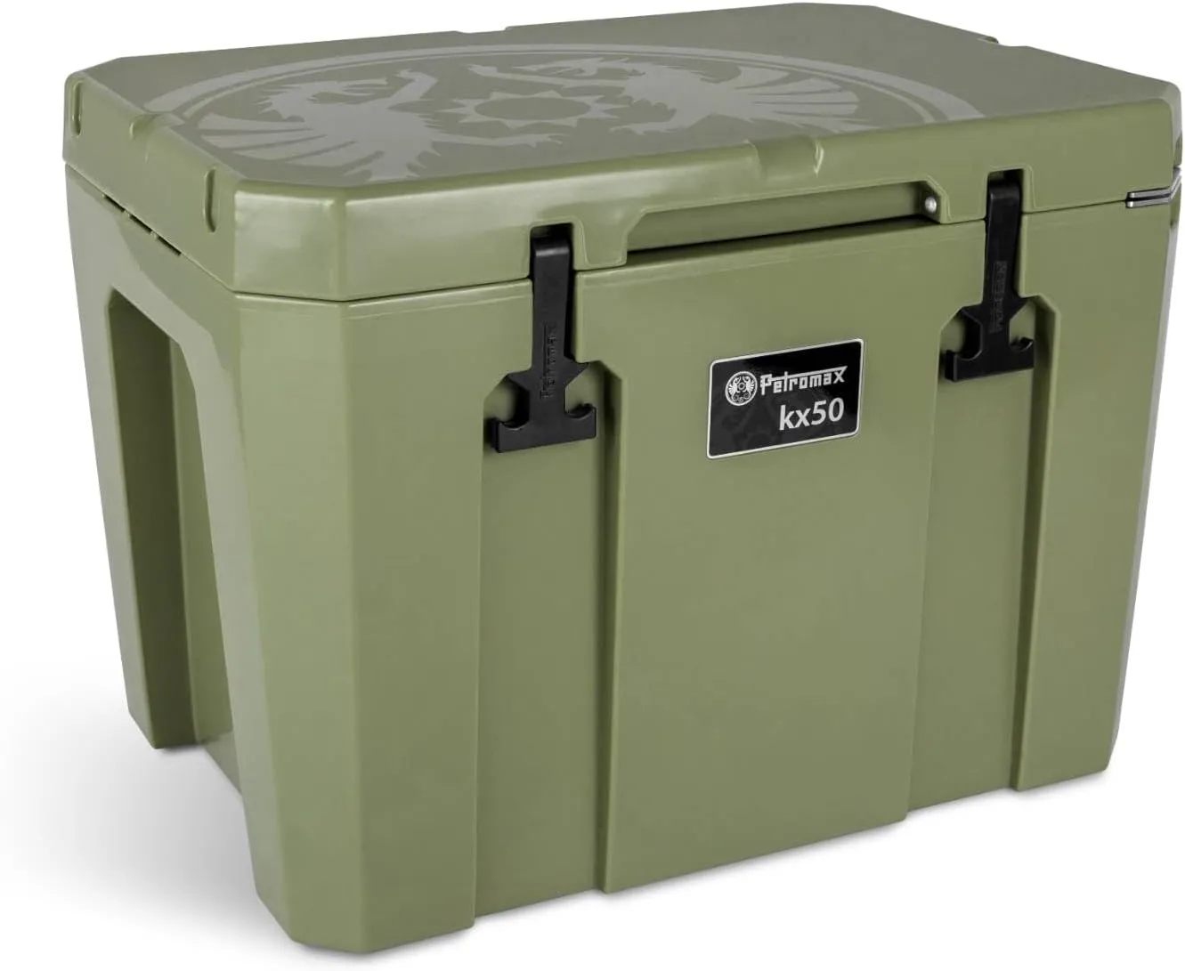 Petromax Large Capacity Hard Cooler Box, Olive 52.8 Qt Insulated Ice Chest, Keep Food Cold for Multi Day Outdoor Camping