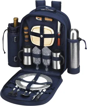Picnic at Ascot Original Equipped 2 Person Picnic Backpack with Coffee Service, Cooler & Insulated Wine Holder - Designed & Assembled in the USA