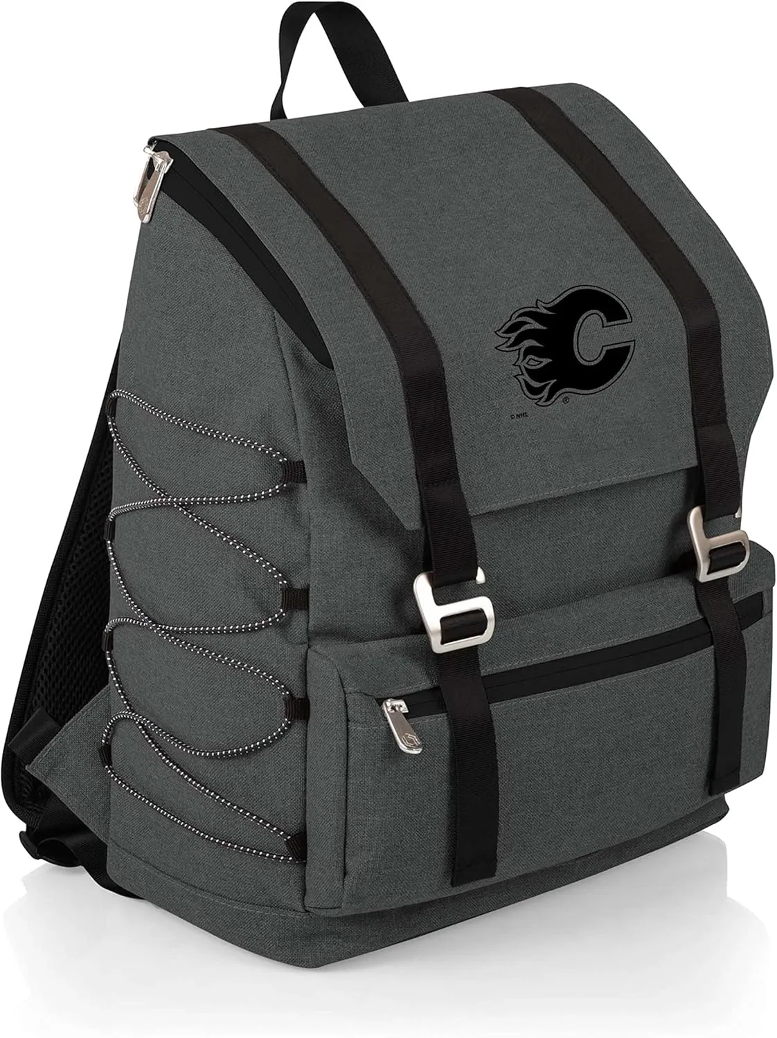 PICNIC TIME NHL Calgary Flames OTG Traverse Backpack Cooler, Soft Cooler Backpack, Hiking Backpack, (Heathered Gray)