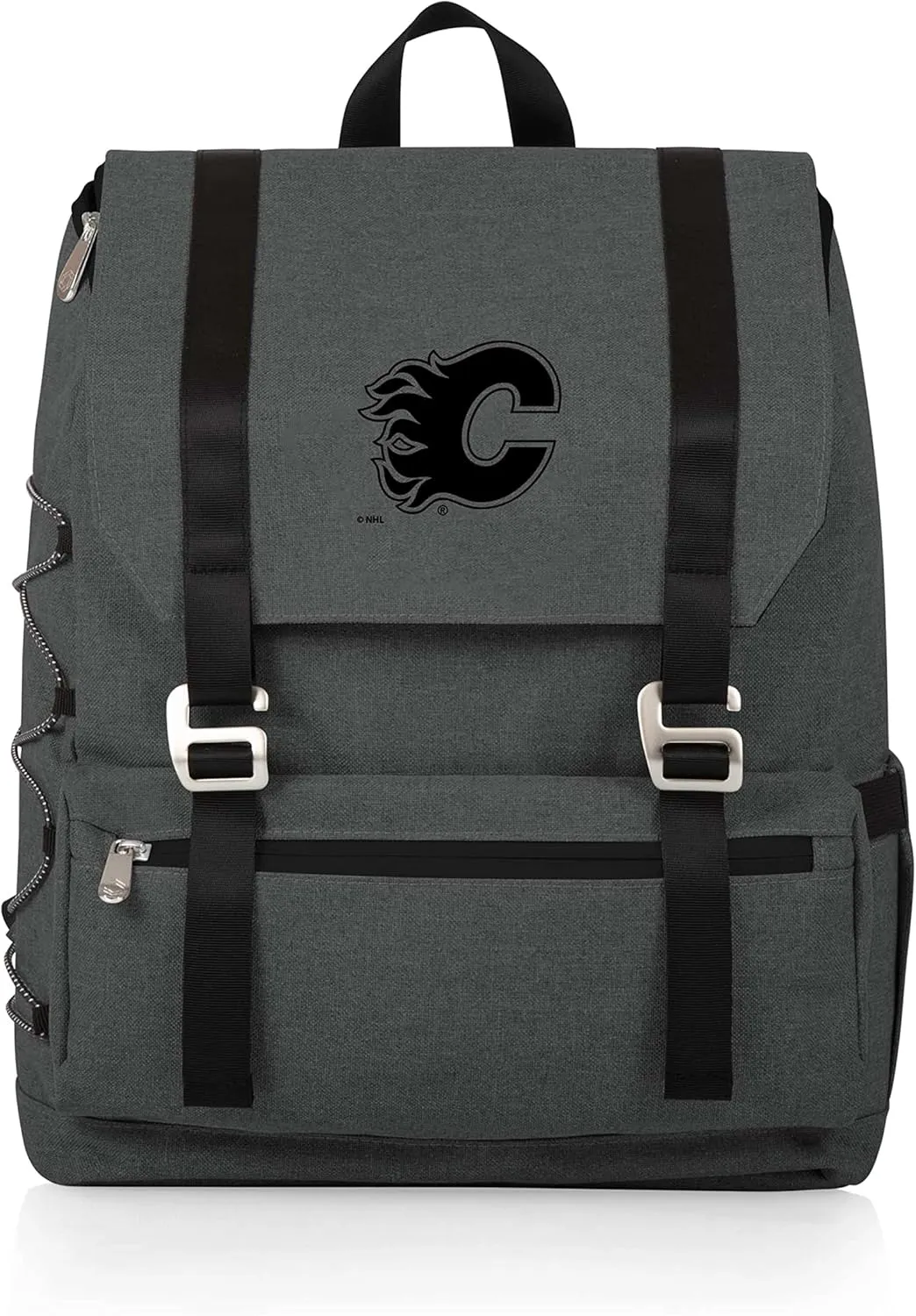 PICNIC TIME NHL Calgary Flames OTG Traverse Backpack Cooler, Soft Cooler Backpack, Hiking Backpack, (Heathered Gray)