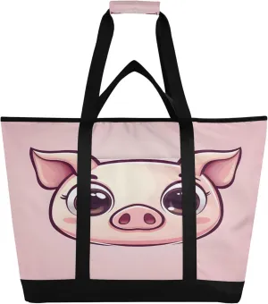 Pig Reusable Insulated Cooler Bag with Ice Pack Compartment - Large 47L Waterproof Thermal Grocery Tote for Picnic Beach Camping Lunch Storage