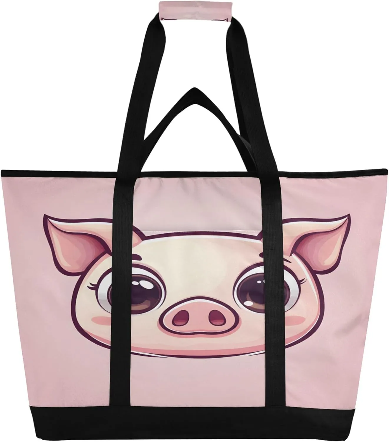 Pig Reusable Insulated Cooler Bag with Ice Pack Compartment - Large 47L Waterproof Thermal Grocery Tote for Picnic Beach Camping Lunch Storage