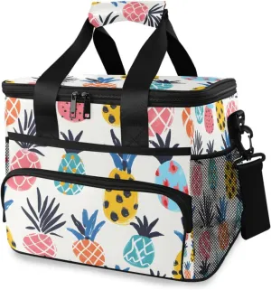 Pineapple Colorful Tropical Fruit Cooler Bag Insulated Cooler Soft Sided Cooler 24 Can Portable Picnic Bag Large Leakproof Lunch Bag Box for Beach Grocery Camping Travel Car Men Women