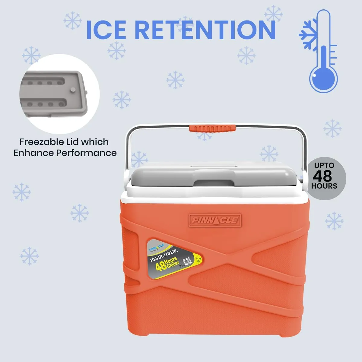 Pinnacle 10 Liter Insulated Cooler Lunch Box -Portable Camping/Picnic Hard Cooler –Coolbox Keeps Cool for 48 hrs. with Ice Retention–Heavy Duty Cooler for Beach, Grill, Travel,Tailgating,Small