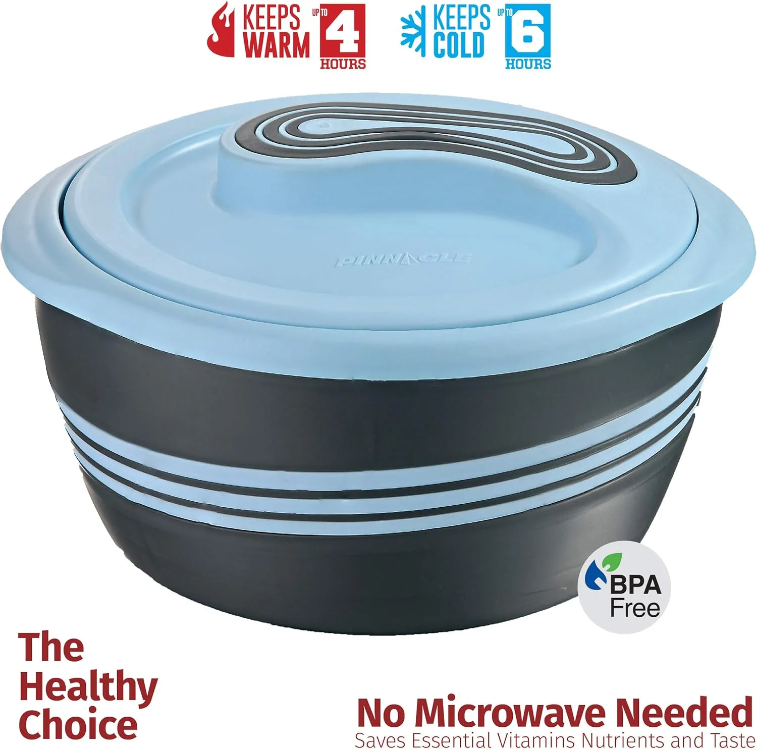 Pinnacle Insulated Casserole Dish with Lid 3 pc. Set 2.6/2/1 qt. Hot Pot Food Warmer/Cooler –Thermal Soup/Salad Serving Bowl- Stainless Steel Hot Food Container–Best Gift Set for Moms –Holidays Blue