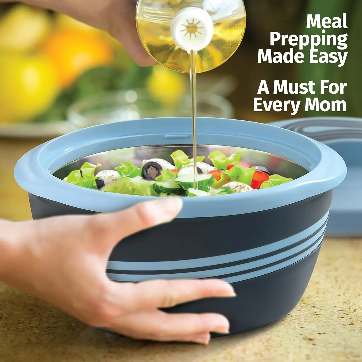 Pinnacle Insulated Casserole Dish with Lid 3 pc. Set 2.6/2/1 qt. Hot Pot Food Warmer/Cooler –Thermal Soup/Salad Serving Bowl- Stainless Steel Hot Food Container–Best Gift Set for Moms –Holidays Blue