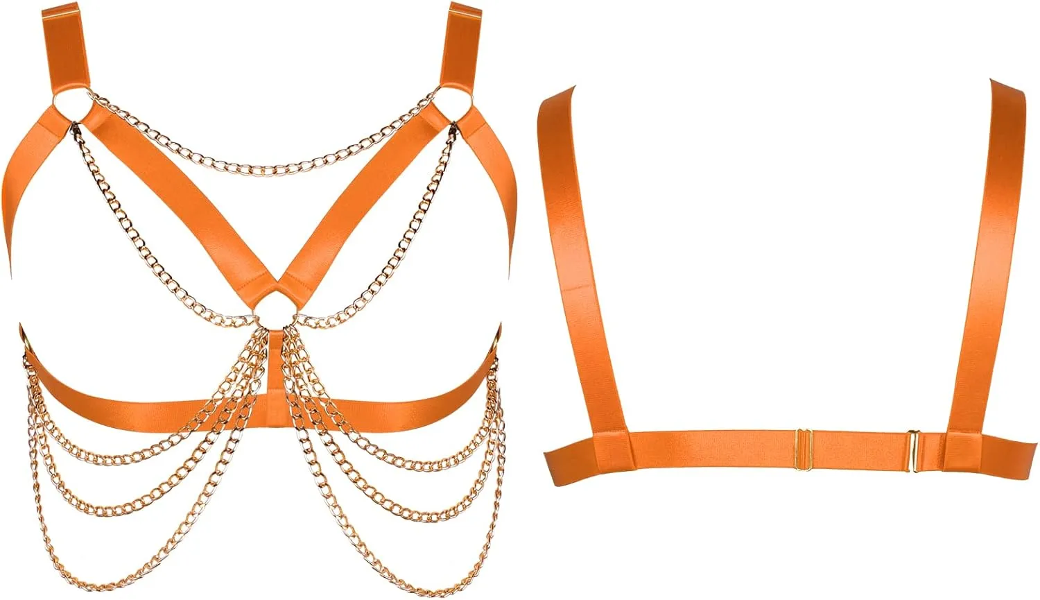 Plus Size Punk Gothic Body Metal chain Breast Cage Harness Bra for Women's Lingerie Hollow Out Frame Belts