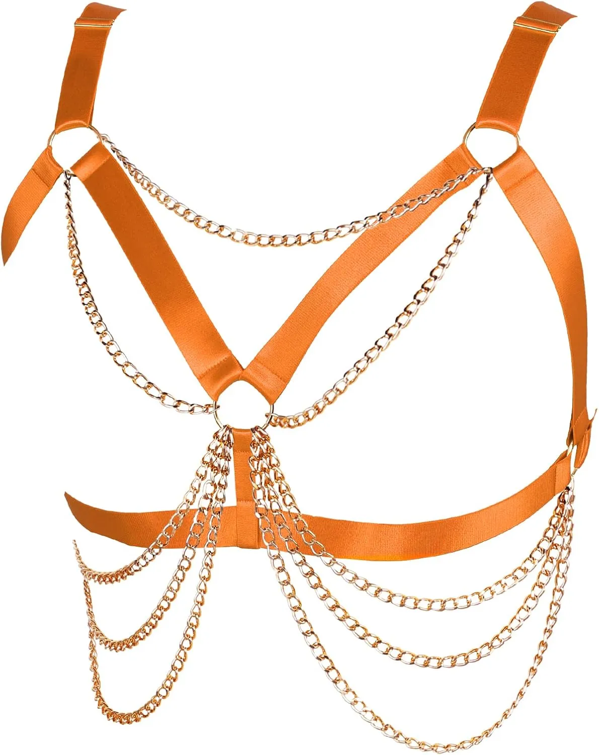 Plus Size Punk Gothic Body Metal chain Breast Cage Harness Bra for Women's Lingerie Hollow Out Frame Belts