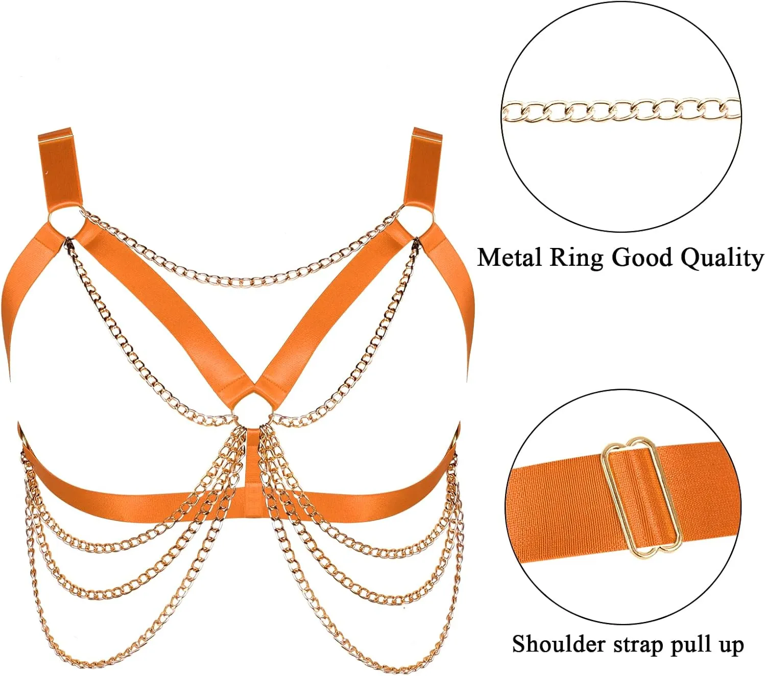 Plus Size Punk Gothic Body Metal chain Breast Cage Harness Bra for Women's Lingerie Hollow Out Frame Belts