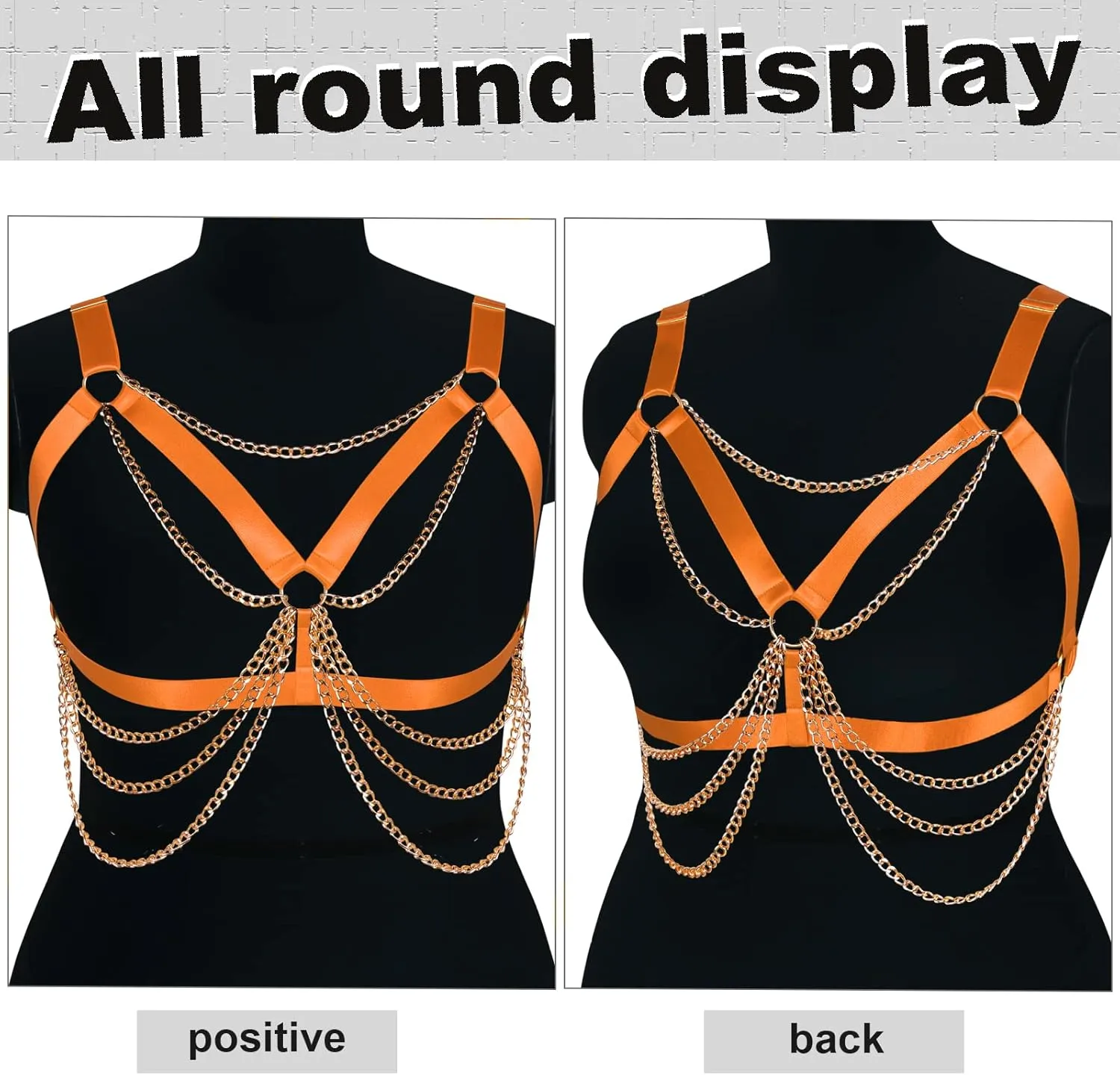 Plus Size Punk Gothic Body Metal chain Breast Cage Harness Bra for Women's Lingerie Hollow Out Frame Belts