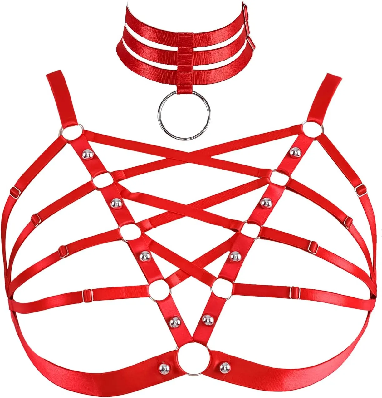Plus Size Women's Waist Harness Belt Body Full Cage Strappy Bra Lingerie Gothic Tops Hollow Out Halloween Rave Clothing
