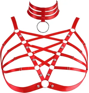 Plus Size Women's Waist Harness Belt Body Full Cage Strappy Bra Lingerie Gothic Tops Hollow Out Halloween Rave Clothing