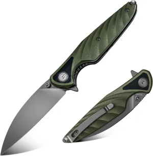 Pocket Knife 3.15" Folding Knife Premium 14C28N Blade, Bicolour Green and Black G10 Handle Design with Liner Lock Pocket Clip for Men Women, Small EDC Knife for Camping, Hunting, Hiking, Survival and Outdoor Activities, Toucans Series