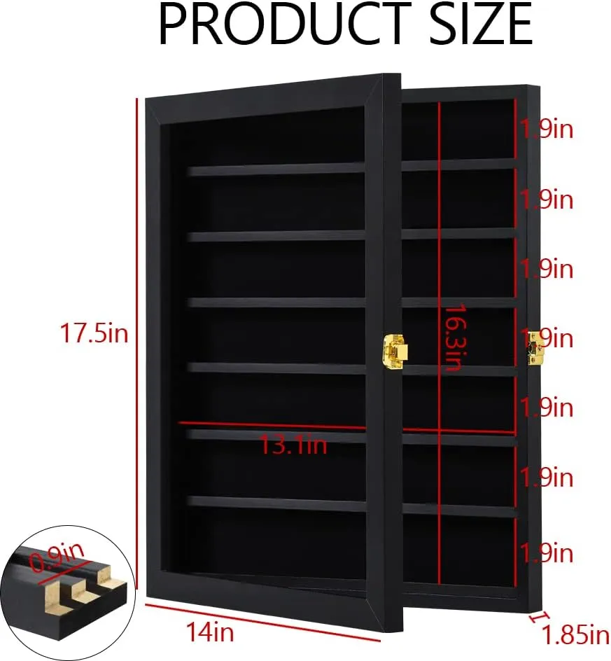 Pocket Knife Display Case Knife Collection Display Box for Wall Folding Knife Cabinet with Uv Protection Acrylic Lockable for Military Knife Black