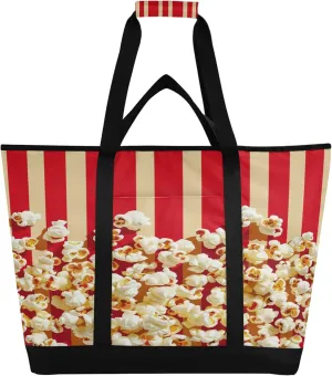 Popcorn Reusable Insulated Cooler Bag with Ice Pack Compartment - Large 47L Waterproof Thermal Grocery Tote for Picnic Beach Camping Lunch Storage