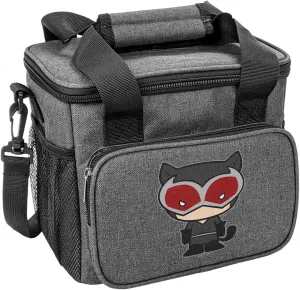 Popfunk Batman Catwoman Cute Chibi Character Soft Insulated Cooler Bag, Large Lunch Bag, Lightweight, Thermal and Reusable for Office, Picnic, Beach