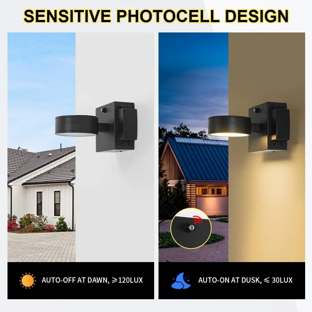 Porch Lights with GFCI Outlet, Dusk to Dawn Outdoor Lights with Outlet, Led Aluminum Exterior Light Fixture Waterproof, Outside Lights for House Front Door Patio Garage