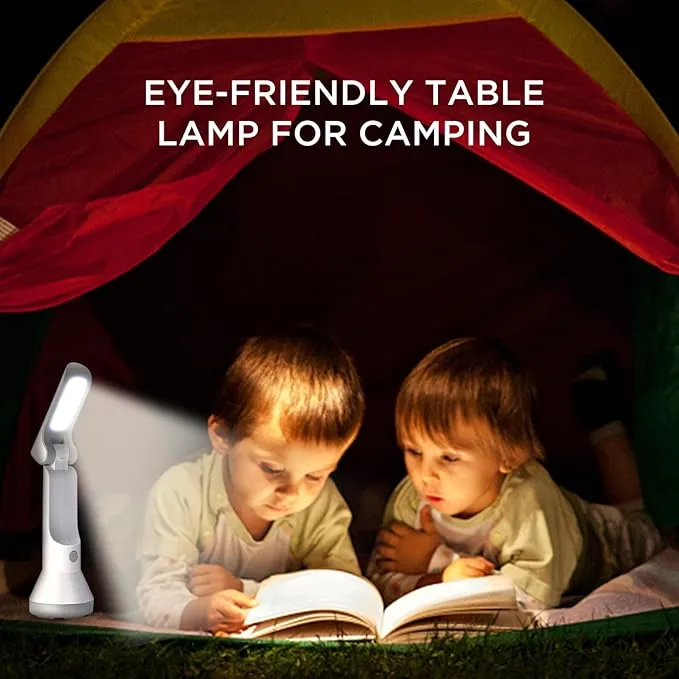Portable Flashlight Set, 2 Pack High Lumens Led Rechargeable Flashlights for Camping, Emergencies Folding Eye-Caring Table Lamp with 3 Lighting Modes Handheld Spotlight for Outdoors