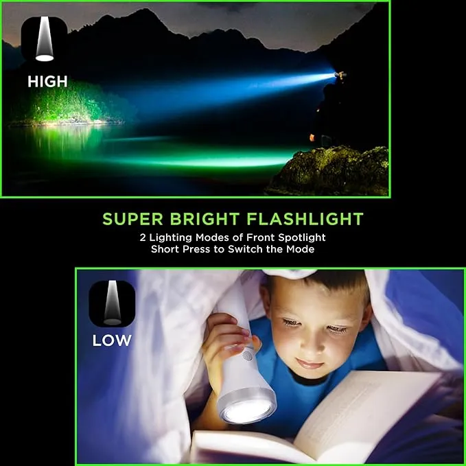 Portable Flashlight Set, 2 Pack High Lumens Led Rechargeable Flashlights for Camping, Emergencies Folding Eye-Caring Table Lamp with 3 Lighting Modes Handheld Spotlight for Outdoors