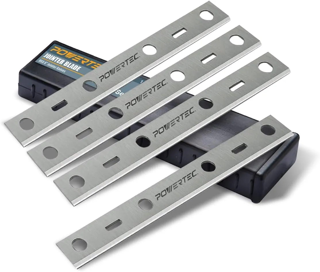 POWERTEC 6 Inch Jointer Blades for WEN JT3062, Craftsman 21788, Porter Cable PC160JT, Grizzly G0612, Delta 37-070 JT160 Jointer, Replacement for Delta 37-072, 37-372 Jointer Knives, Set of 4 (14801DD)