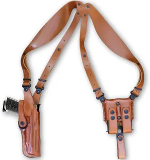 Premium Leather Vertical Shoulder Holster System with Double Magazine for Colt 1911 9/40/45 with Rail 4.25'', Right Hand Draw, Brown Color #5391#