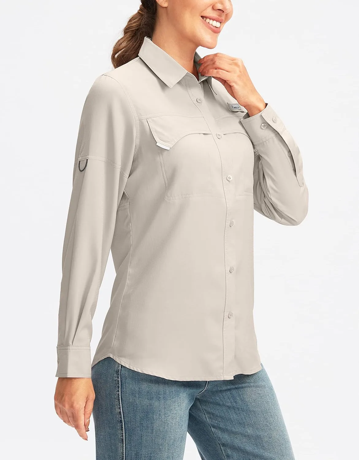 Pudolla Women's UPF 50  UV Sun Protection Shirts Long Sleeve Fishing Hiking Shirt Cool Lightweight Travel Safari Shirts