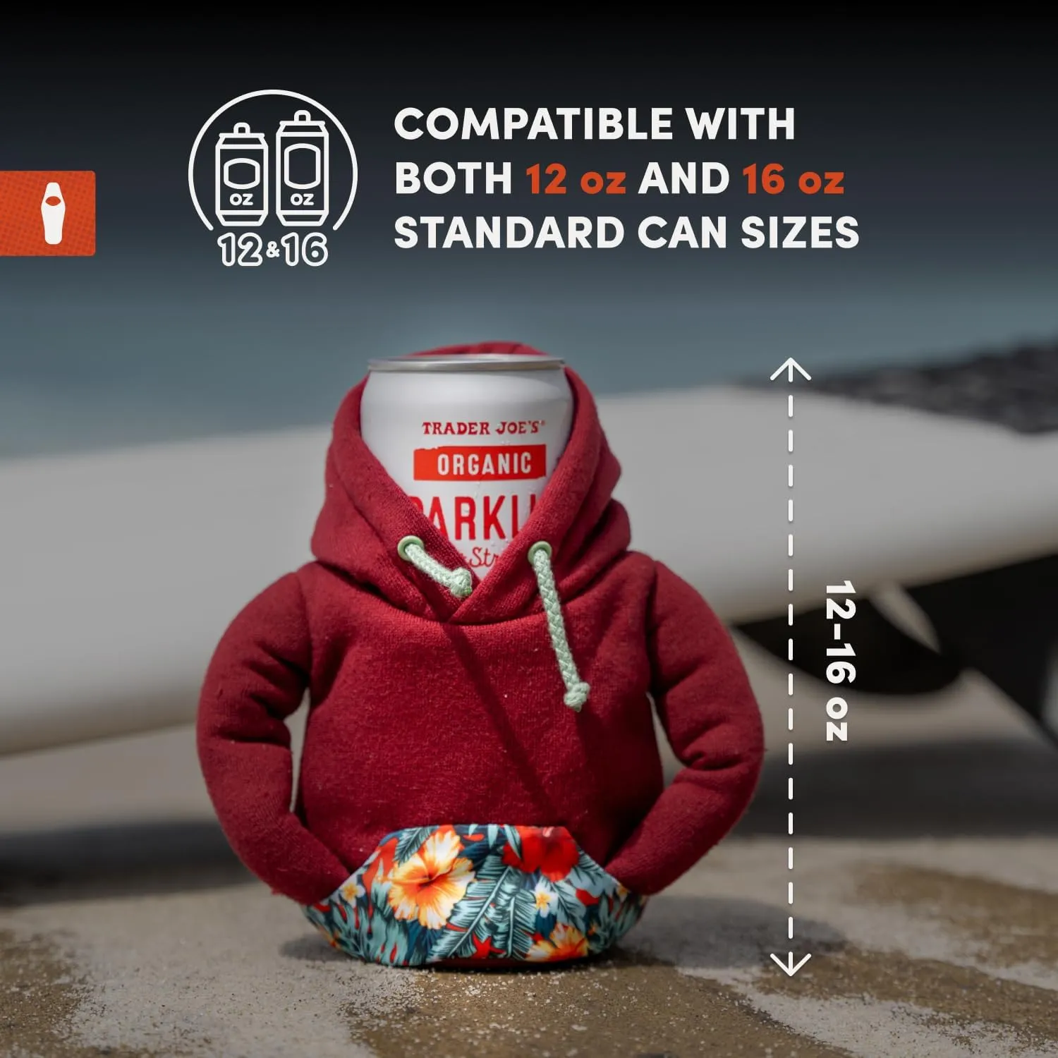 Puffin - The Hoodie Sweatshirt - Insulated 12 oz Can Cooler I Beer Bottle & Soda Can Insulator, Keep Drinks and Beverages Cold - Dusty Rose/Sandy White
