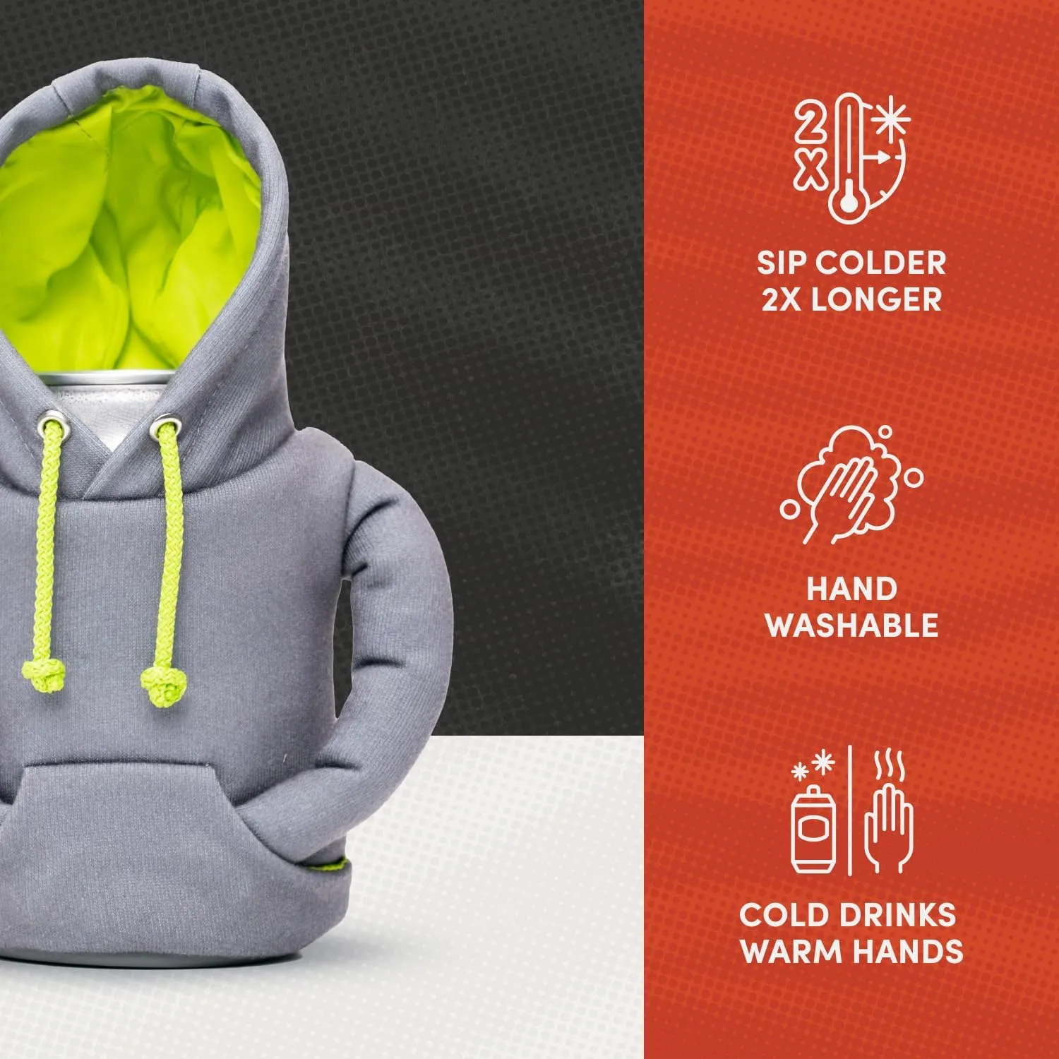 Puffin - The Hoodie Sweatshirt - Insulated 12 oz Can Cooler I Beer Bottle & Soda Can Insulator, Keep Drinks and Beverages Cold - Dusty Rose/Sandy White