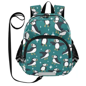 Puffins Stars Teal Toddler Harness Backpack for Boys Girls 3-6 Years Kids Backpack with Anti Lost Safety Leash Baby Travel Bag for Walking Travel Preschool