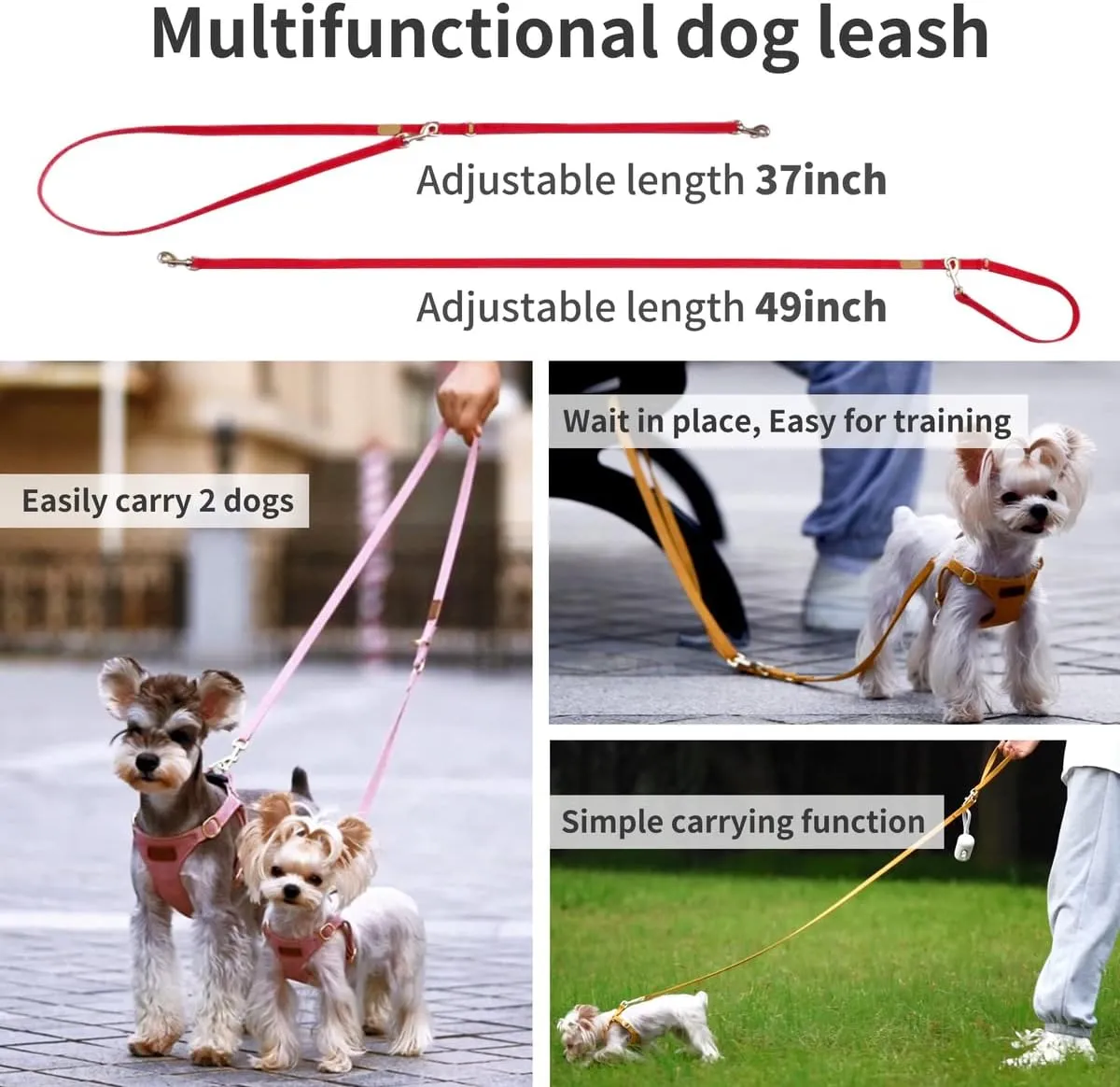 Puppytie No Pull xs Dog Harness with Multifunction Dog Leash,Soft Adjustable No Choke Escape Proof Pet Harness Vest,red-Camellia,XS