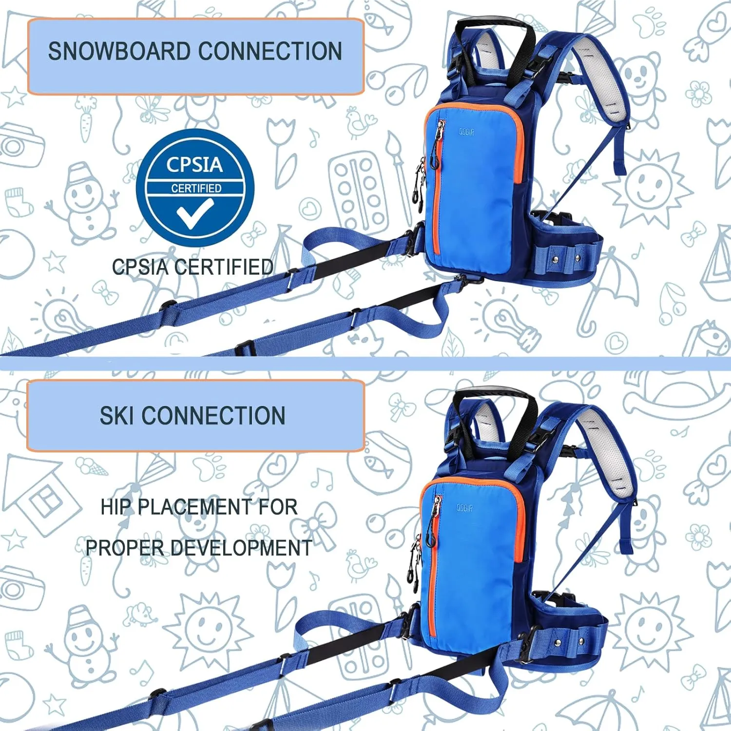 QOGIR Ski and Snowboard Harness for Kids: Learn to Ski and Teach Your Child The Speed Control