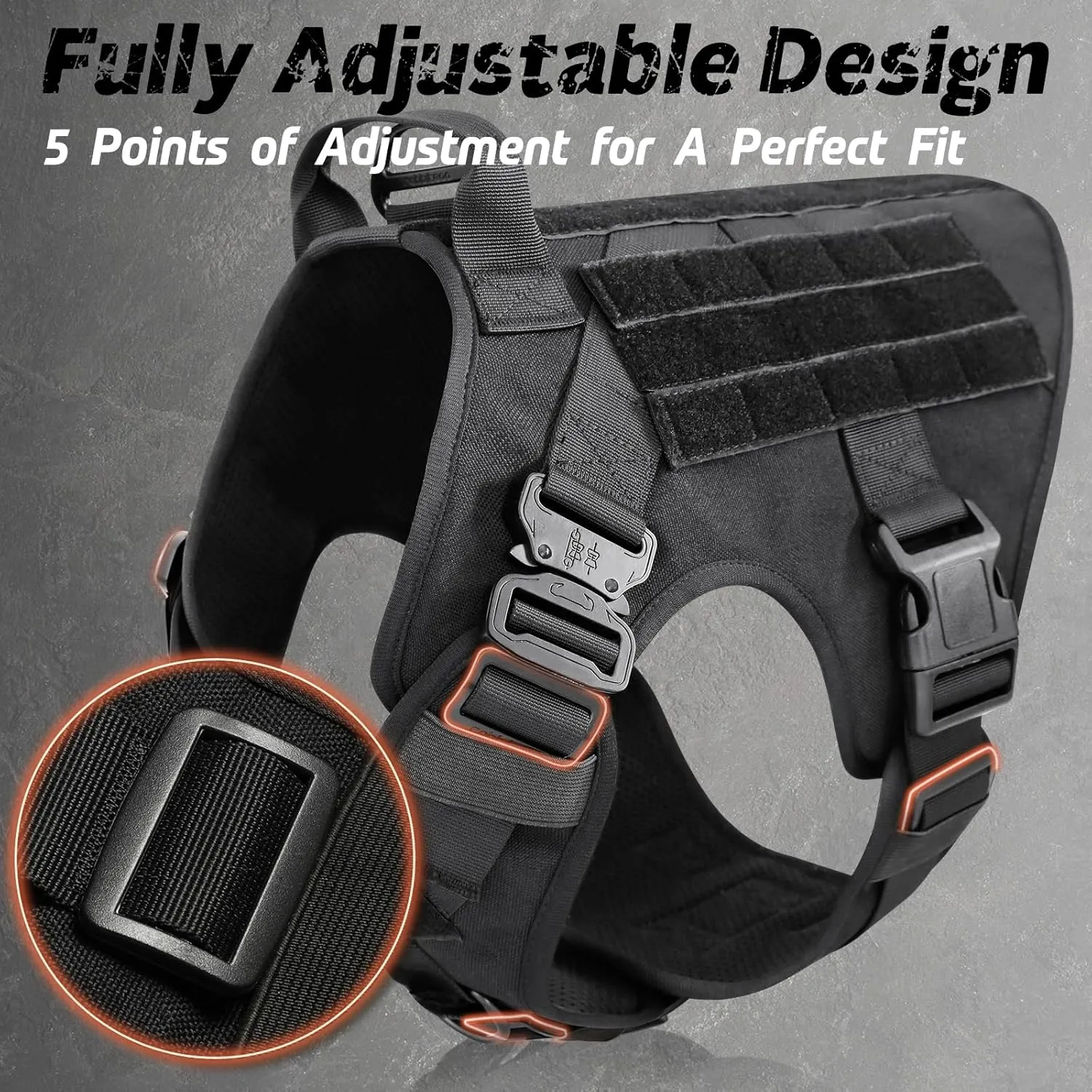 rabbitgoo Tactical Dog Harness for Small, Heavy Duty Pet Harness with Handle, No-Pull Service Vest Small Breed, Adjustable Military Dog Vest for Training Hunting Walking, Black, S