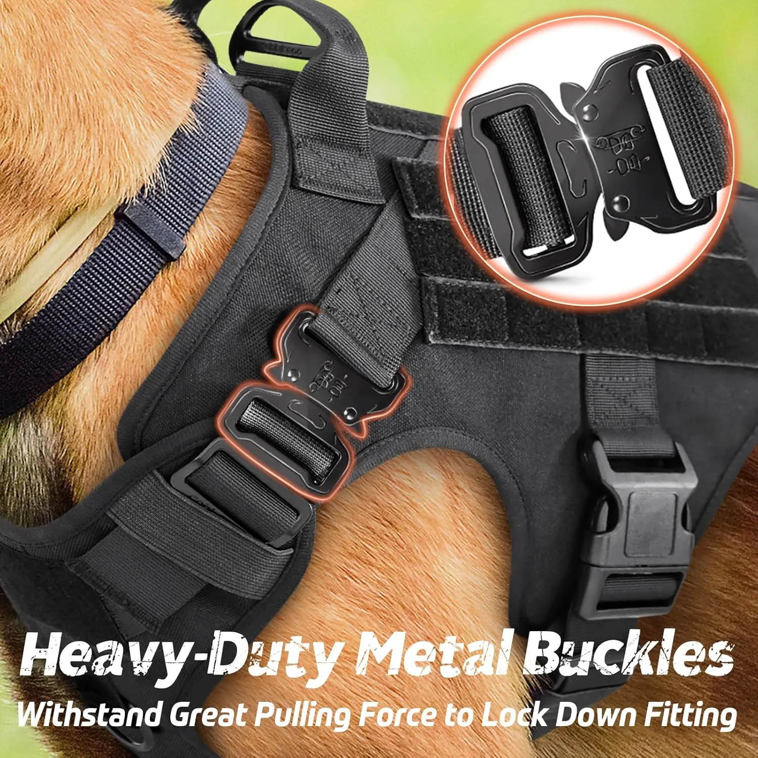 rabbitgoo Tactical Dog Harness for Small, Heavy Duty Pet Harness with Handle, No-Pull Service Vest Small Breed, Adjustable Military Dog Vest for Training Hunting Walking, Black, S