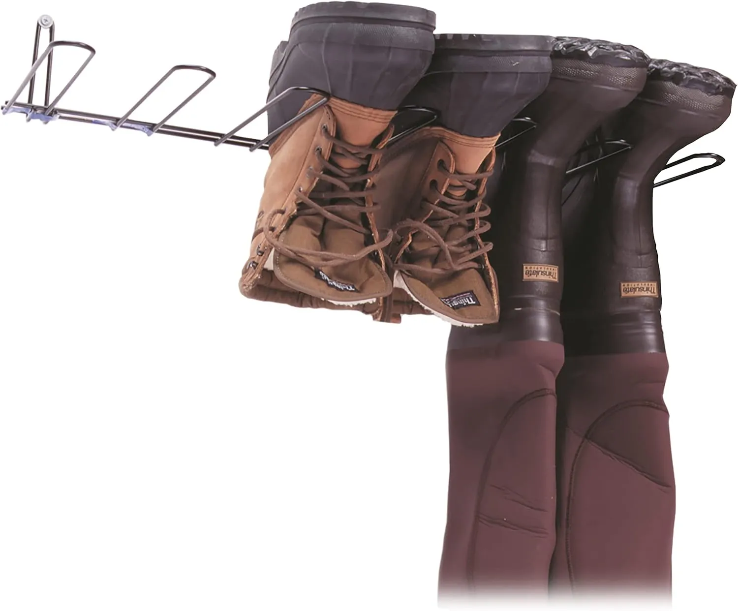 Rack'Em Boot Wader Rack - Storage for Waders - Boots - Shoe Dryer - Wall Mounted Hanger Organizer - Heavy Duty - Holds 3 Pairs