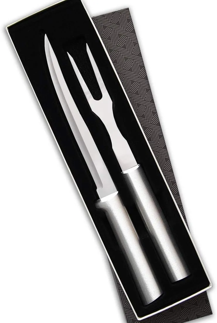 Rada Cutlery 2-Piece Carving Knife & Fork Gift Set, Made in USA, Silver Handle