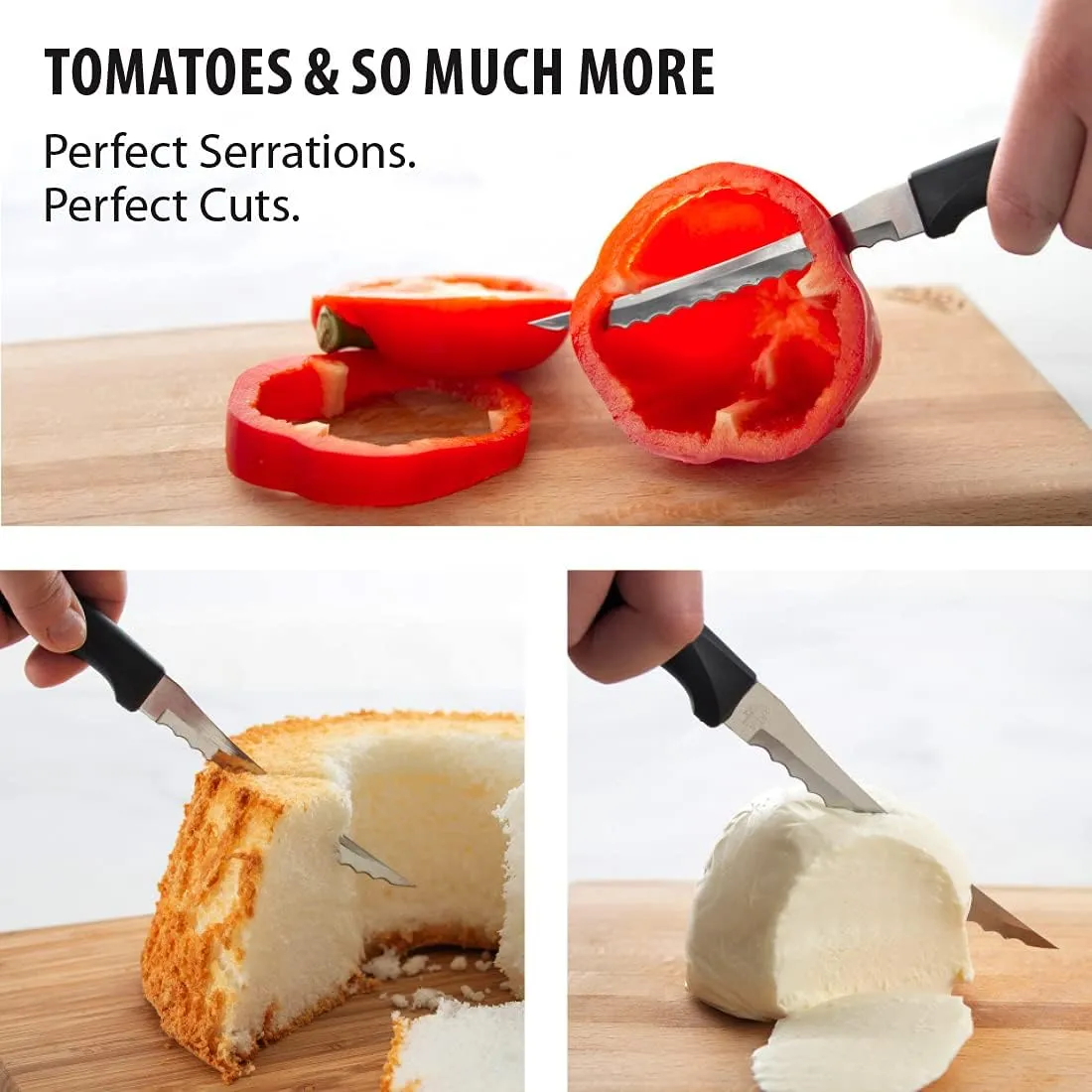 Rada Cutlery Anthem Series Tomato Slicer Knife, Made in USA, Black Handle