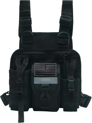 Radio Chest Harness Walkie Talkie Chest Holster Chest Tool Harness Chest Rig with Radio Pouch for Baofeng Kenwood Arcshell Motorola Two Way Radio