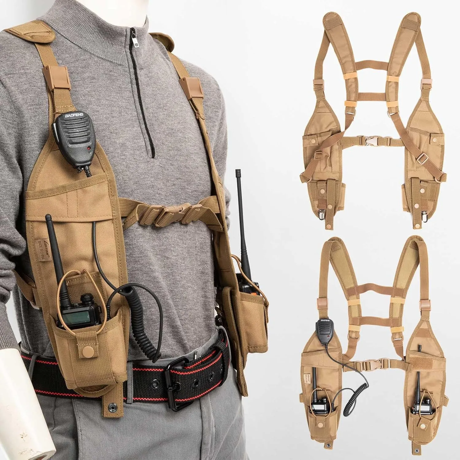 Radio Shoulder Harness Holster Chest Holder Universal Vest Rig for Police Firefighter Two Way Radio Search Rescue Essentials