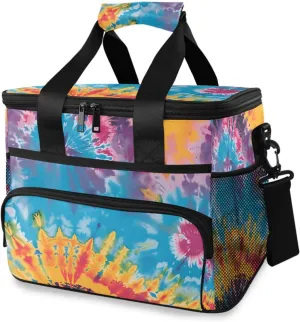 Rainbow Boho Tye Dye Cooler Bag Insulated Cooler Soft Sided Cooler 24 Can Portable Picnic Bag Large Leakproof Lunch Bag Box for Beach Grocery Camping Travel Car Men Women