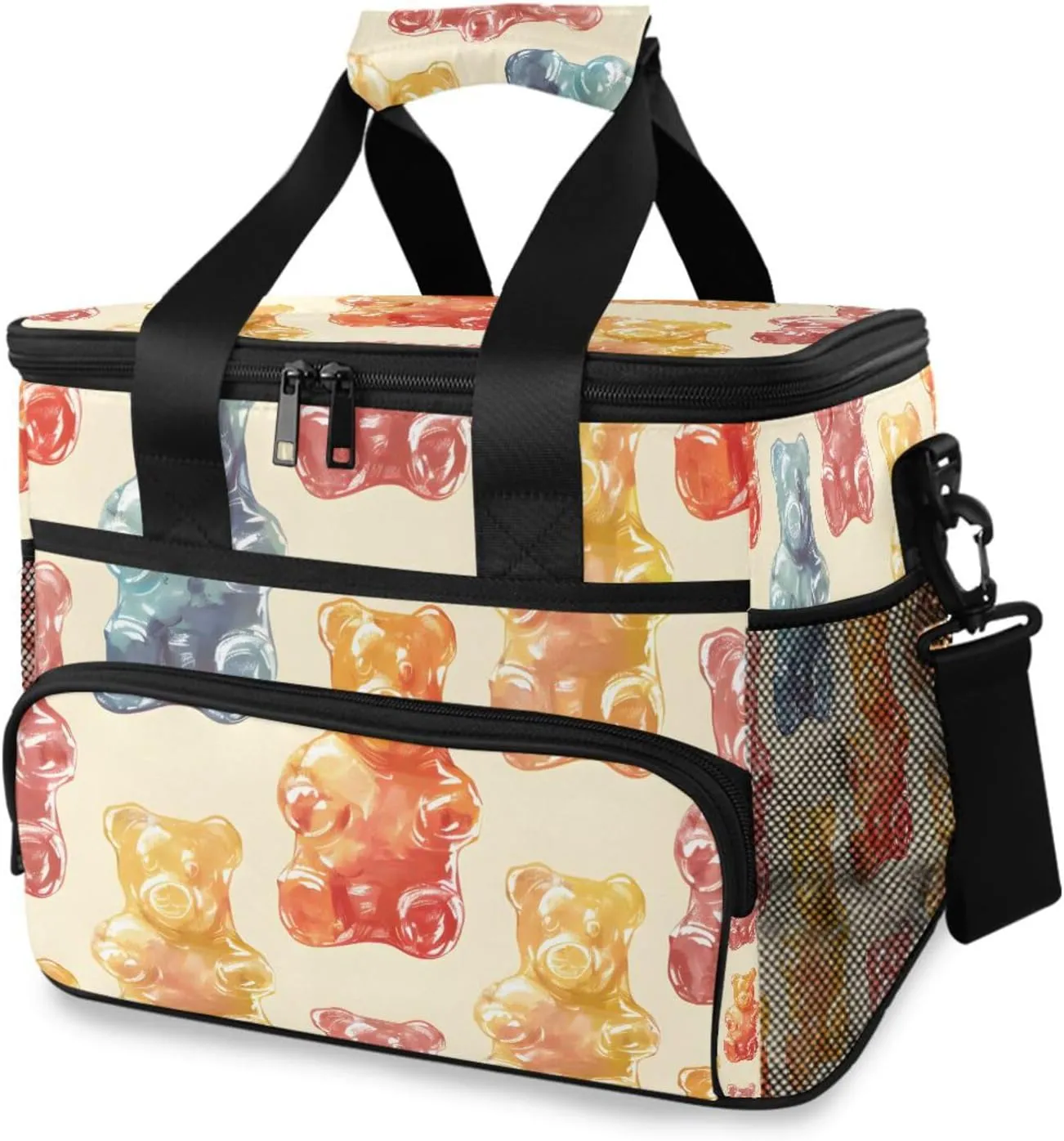 Rainbow Candy Dessert Cooler Bag Insulated Cooler Soft Sided Cooler 24 Can Portable Picnic Bag Large Leakproof Lunch Bag Box for Beach Grocery Camping Travel Car Men Women