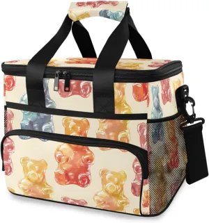 Rainbow Candy Dessert Cooler Bag Insulated Cooler Soft Sided Cooler 24 Can Portable Picnic Bag Large Leakproof Lunch Bag Box for Beach Grocery Camping Travel Car Men Women