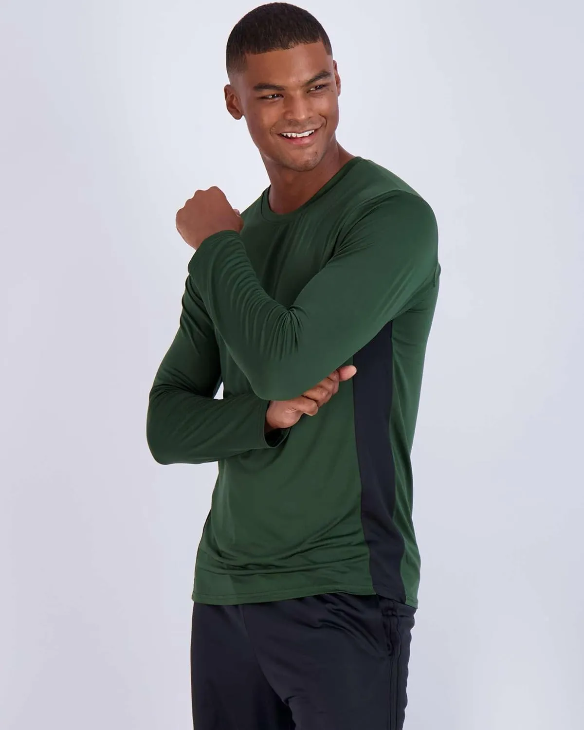 Real Essentials 4 Pack: Men's Dry-Fit UV Moisture Wicking UPF 50  SPF Sun Protective Fishing Hiking Active Long Sleeve Shirt