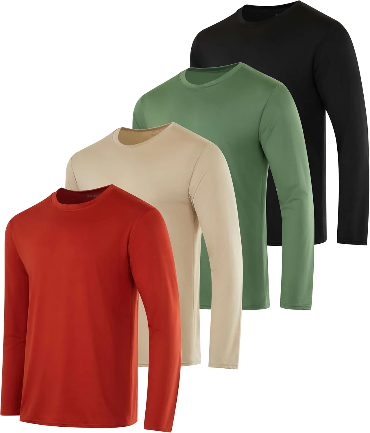 Real Essentials 4 Pack: Men's Dry-Fit UV Moisture Wicking UPF 50  SPF Sun Protective Fishing Hiking Active Long Sleeve Shirt