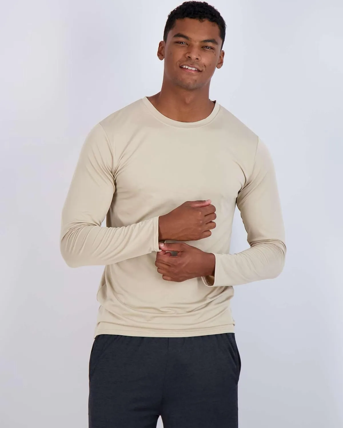 Real Essentials 4 Pack: Men's Dry-Fit UV Moisture Wicking UPF 50  SPF Sun Protective Fishing Hiking Active Long Sleeve Shirt