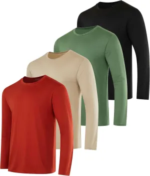 Real Essentials 4 Pack: Men's Dry-Fit UV Moisture Wicking UPF 50  SPF Sun Protective Fishing Hiking Active Long Sleeve Shirt