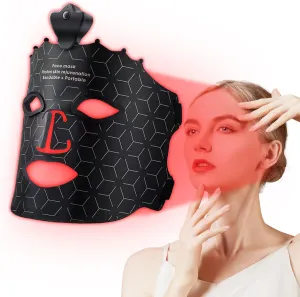 Red Light Therapy Mask for Face, Wireless 7 Colors Led Face Mask Light Therapy, Portable Face Light Therapy, Red Light Therapy Mask Skin Care, for Wrinkle Reduction Anti Aging(Black)